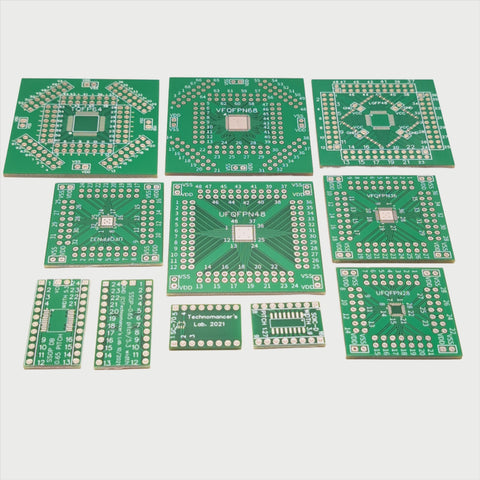 IC Development Kit: 11 Prototype Boards for TQFP, UFQFPN, VFQFPN, SSOP, LQFP, and SOIC-D - Perfect for Electronics Prototyping