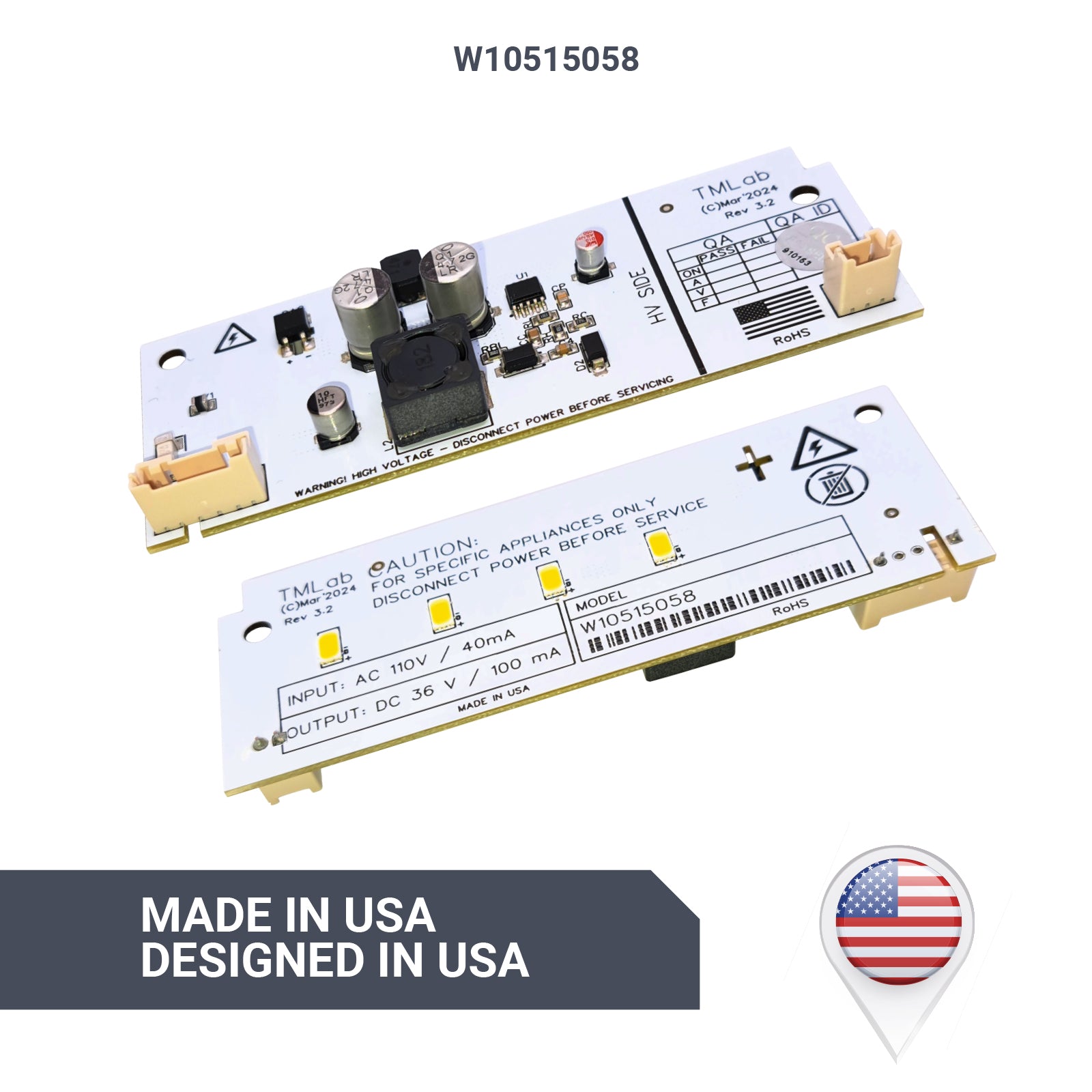 New design of W10515058 Refrigerator LED Light Driver replacement board